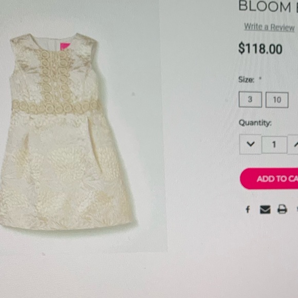 🛑SOLD 🛑 Lilly Pulitzer Girls Gold Dress, size 3 - Picture 2 of 2